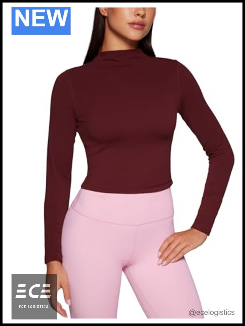 Butterluxe Mock Neck Crop Top Slim Fit Long Sleeve Yoga